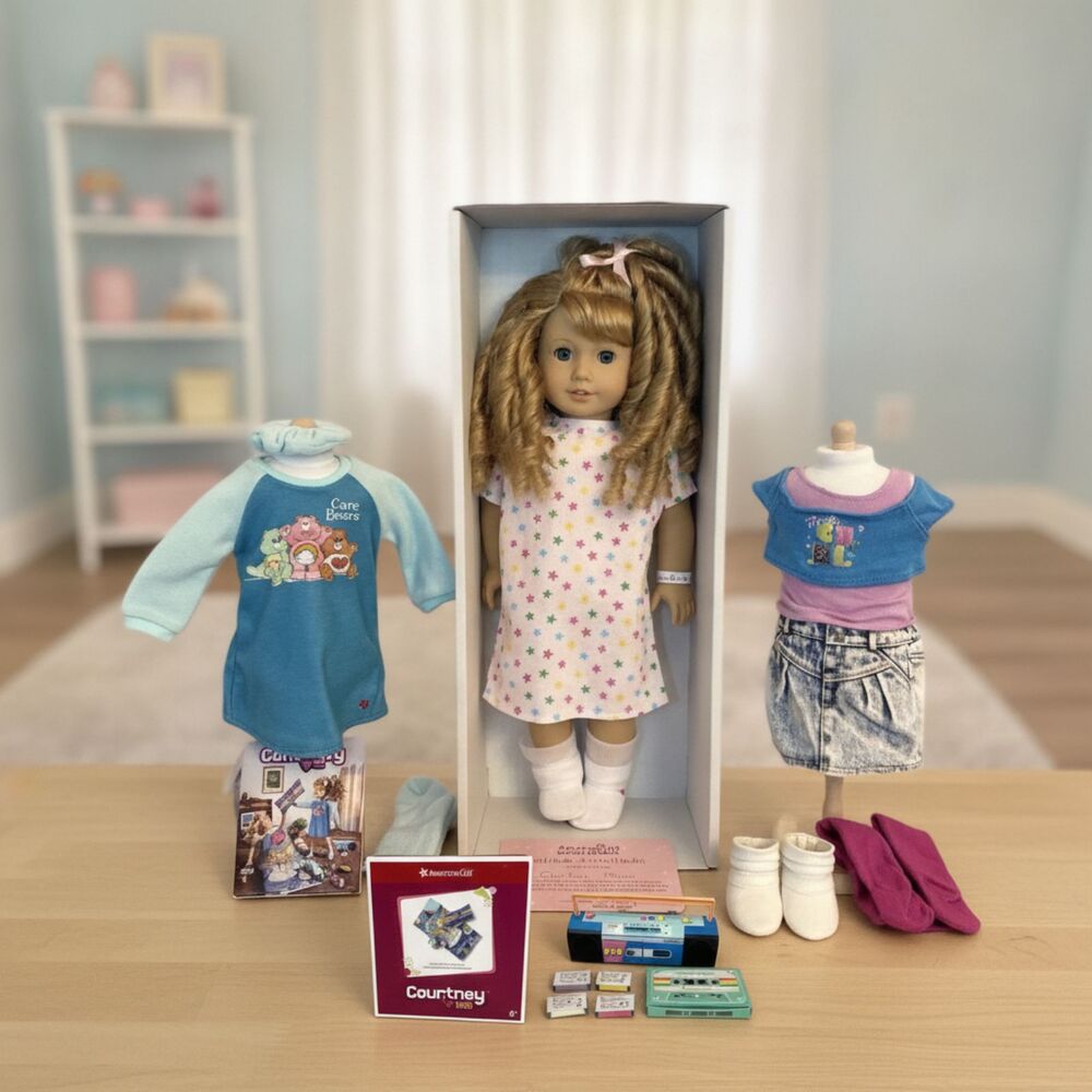 American Girl Courtney Moore Doll 1980s Retro Care Center Cleaned NIB Outfit Set